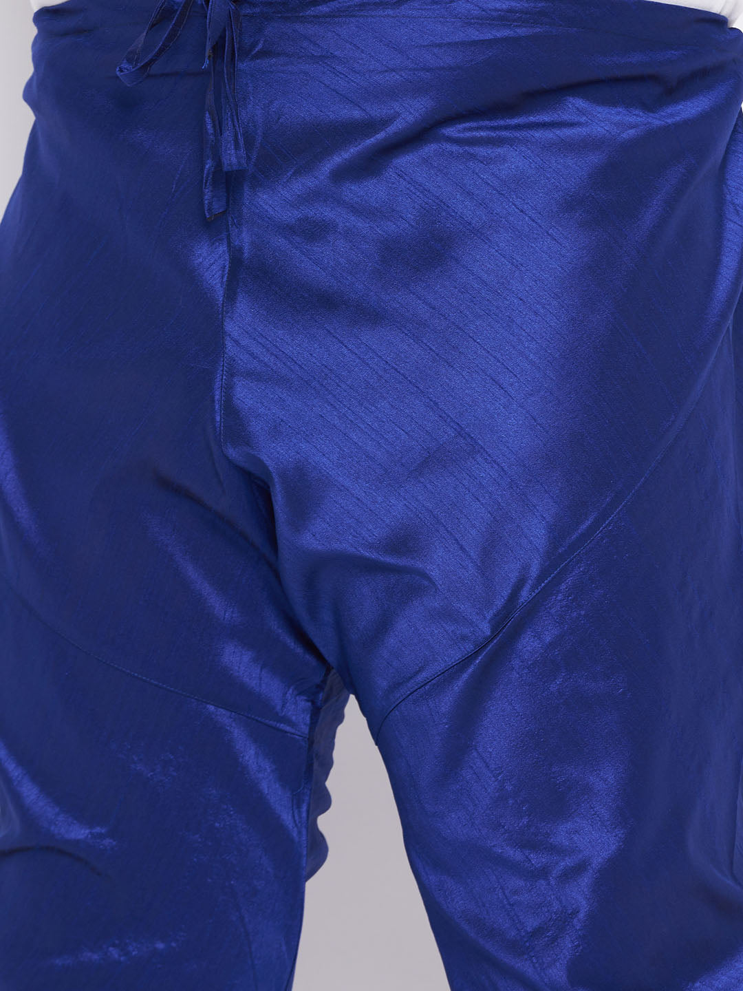 Men's Plus Size Lavender Silk Blend Kurta And Blue Pyjama Set