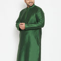 Men's Plus Size Green Viscose Blend Kurta