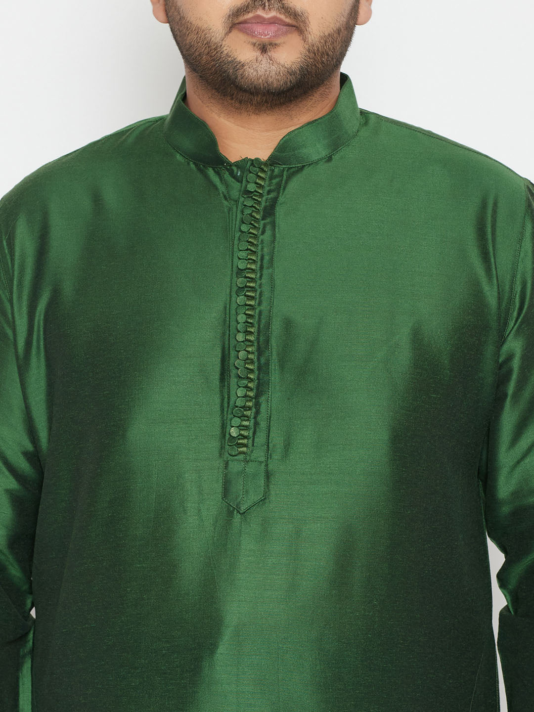 Men's Plus Size Green Viscose Blend Kurta And Pyjama Set