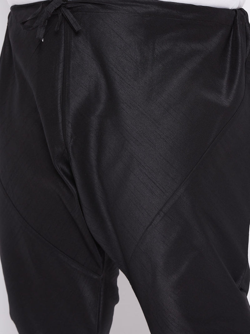 Men's Plus Size Rose Gold Silk Blend Kurta And Black Pyjama Set