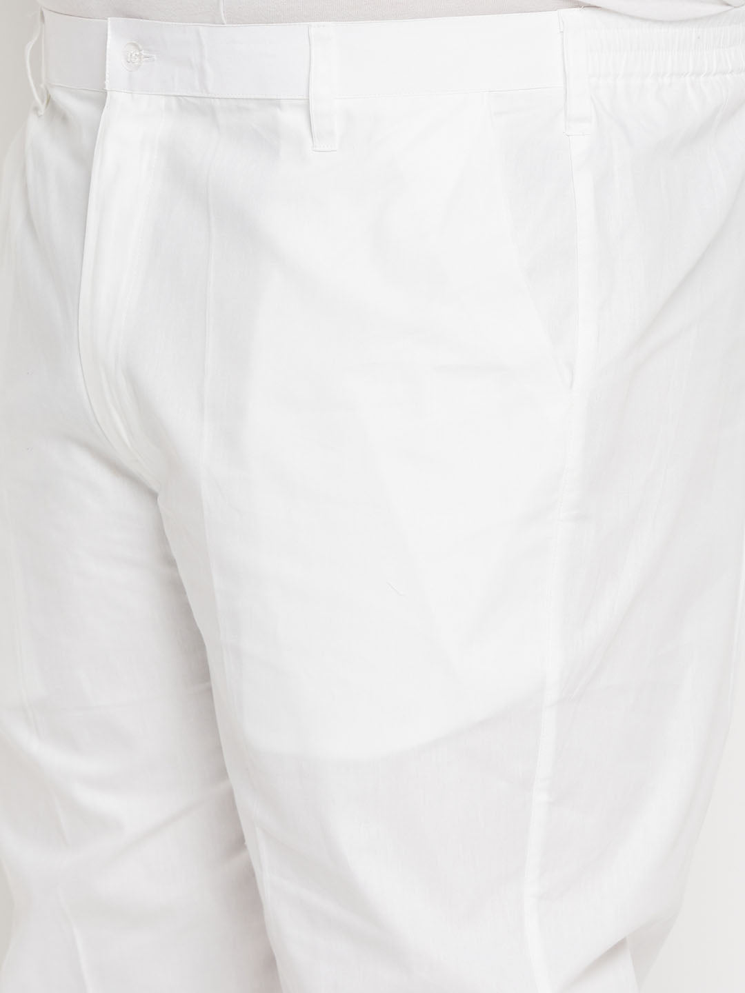 Men's Plus Size White Cotton Blend Kurta And Cotton Pant Style Pyjama Set