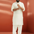 Men's White Viscose Kurta with Patiala Pant