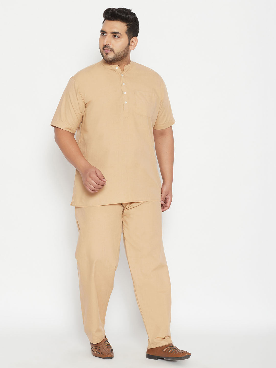 Plus Size Men's Work From Home Kurta And Salwar Set