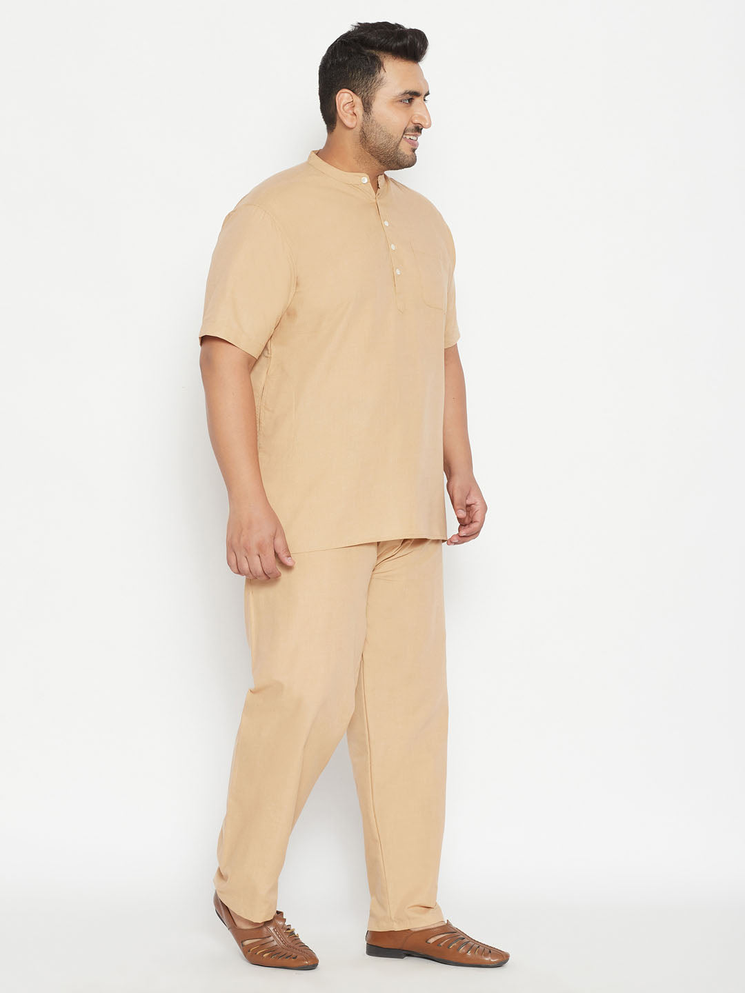 Plus Size Men's Work From Home Kurta And Salwar Set