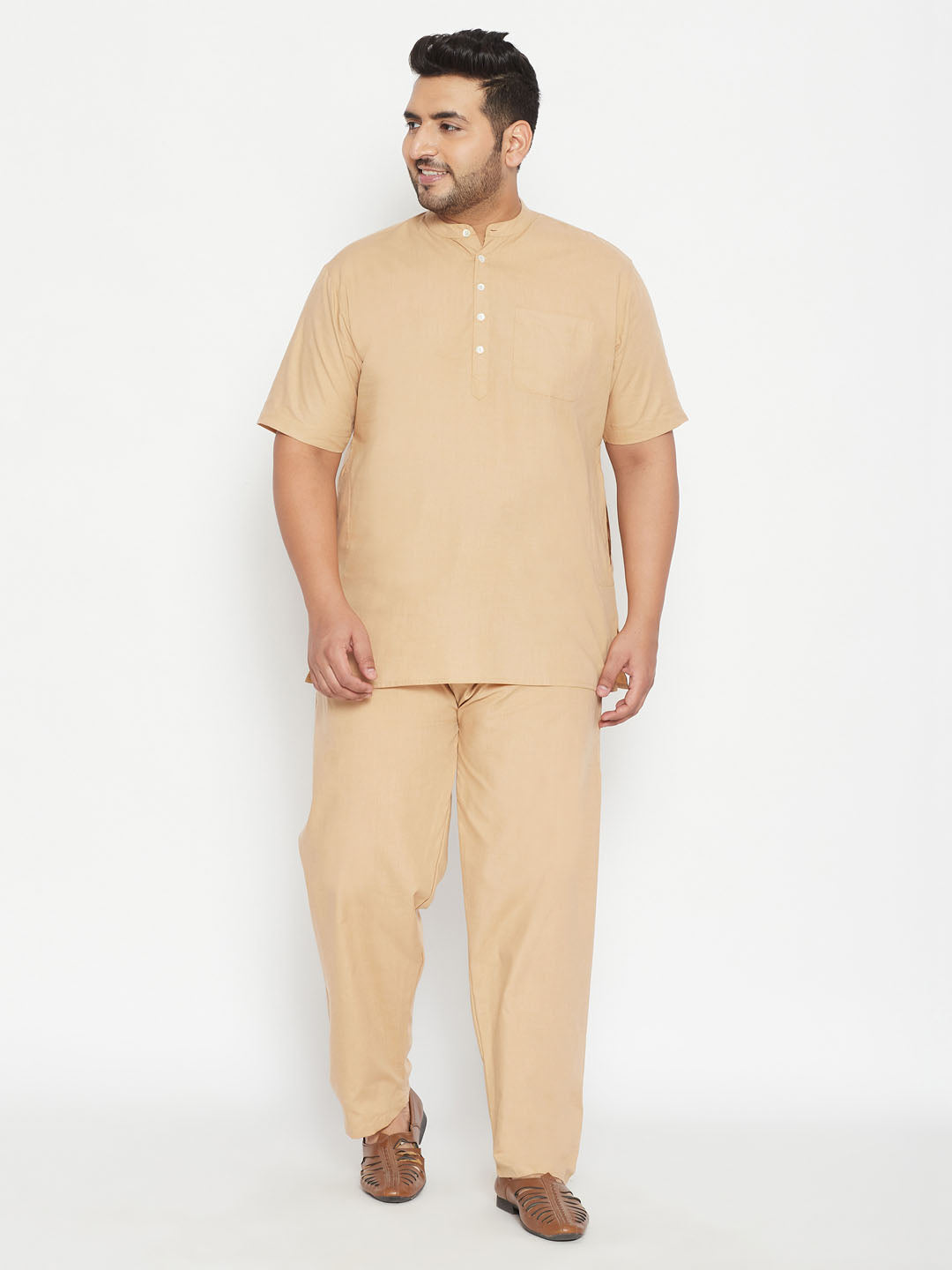 Plus Size Men's Work From Home Kurta And Salwar Set