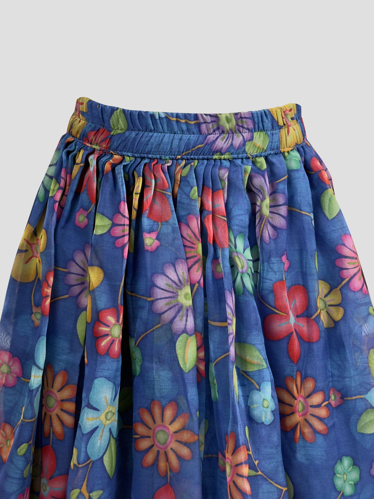 Vastramay Kids Blue Organza Lehenga Set