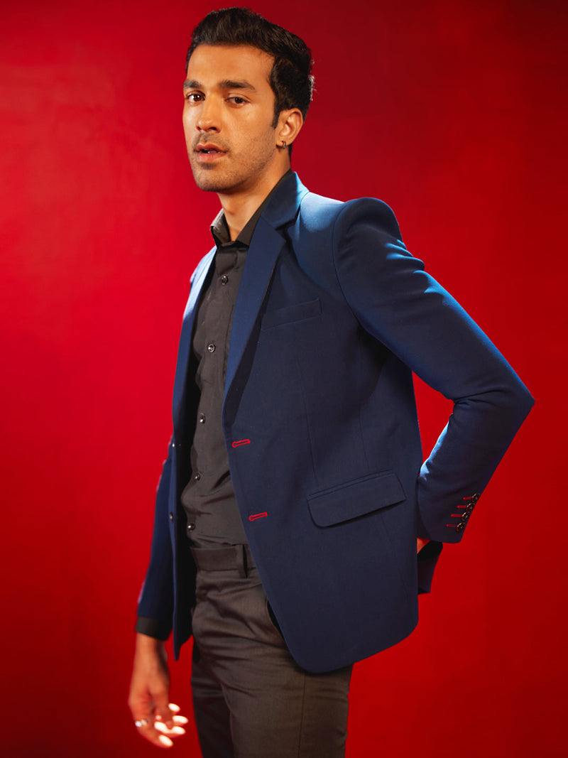 Men's Navy Blue Silk Blend Blazer