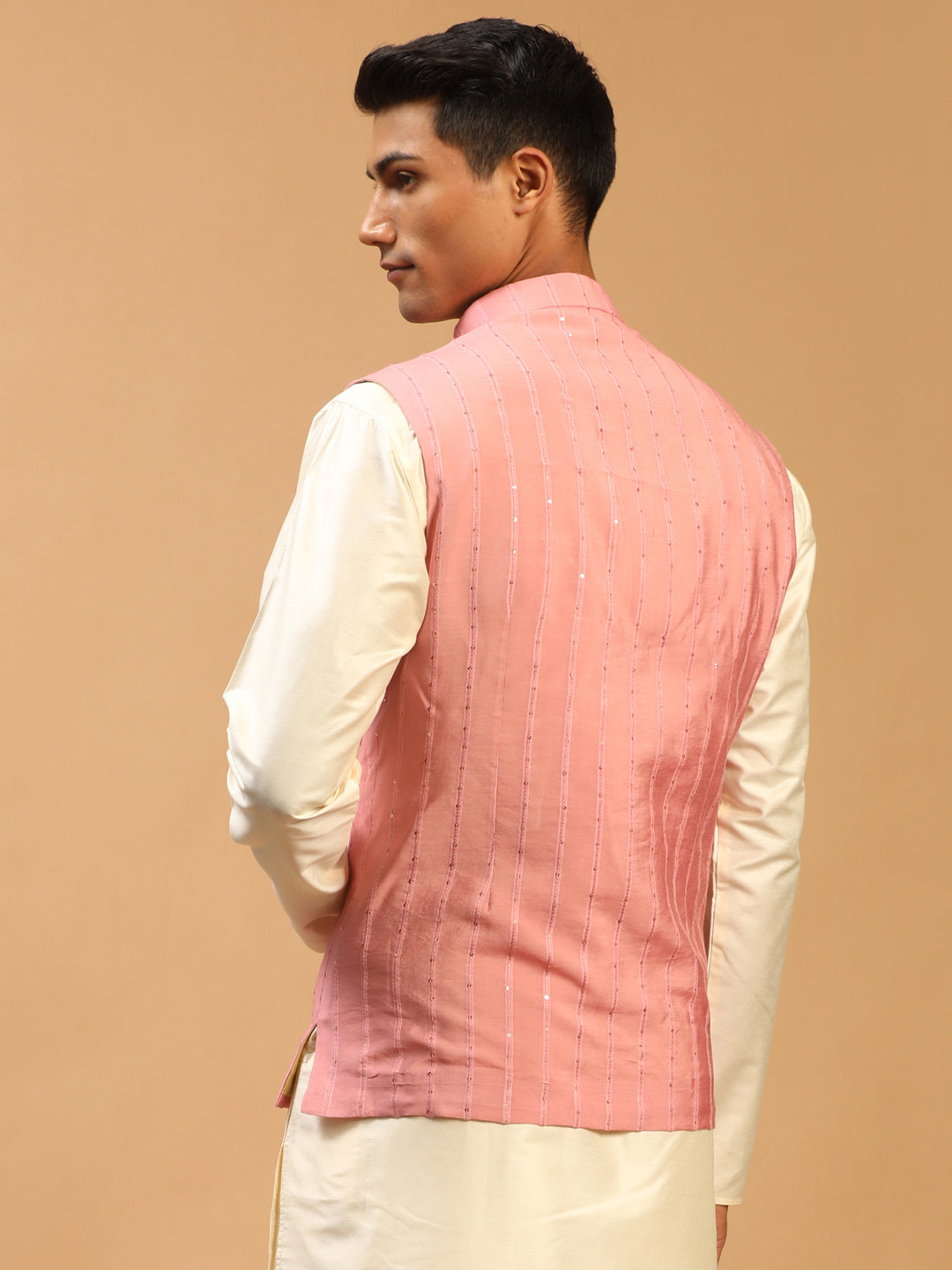 Men's Purple Sequined Ethnic Nehru Jacket