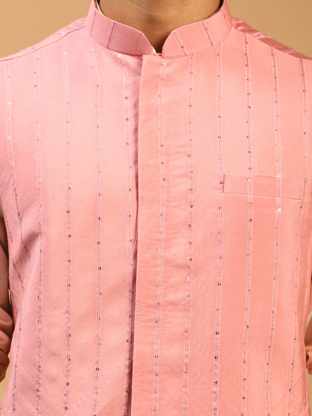 Men's Purple Sequined Ethnic Nehru Jacket