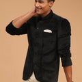 Men's Black Polka Dot Printed Velvet Jodhpuri