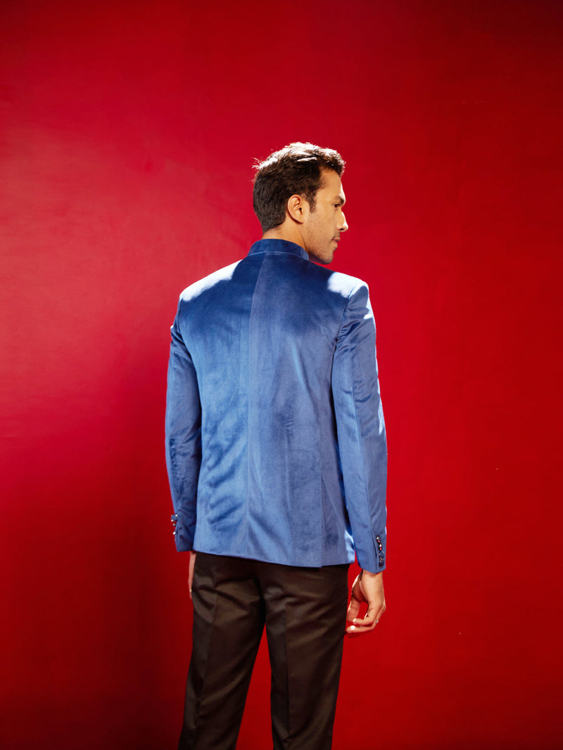 Men's Navy Blue Velvet Jodhpuri