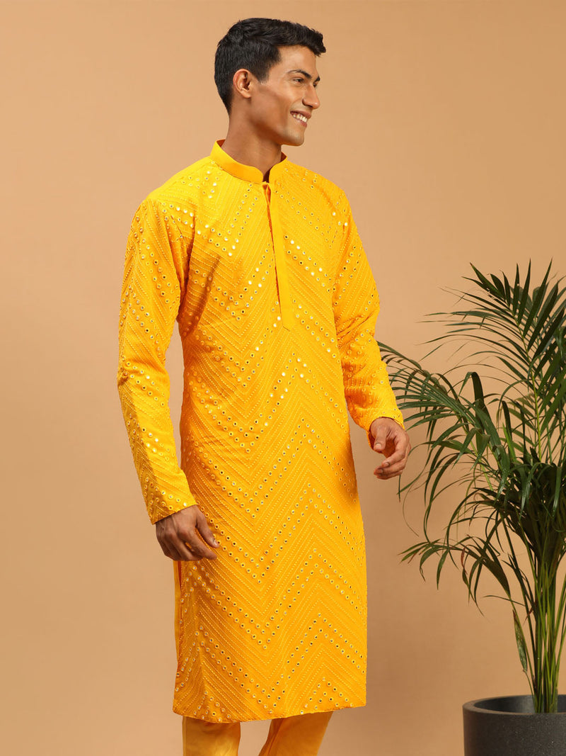 Men's Yellow Mirror Kurta