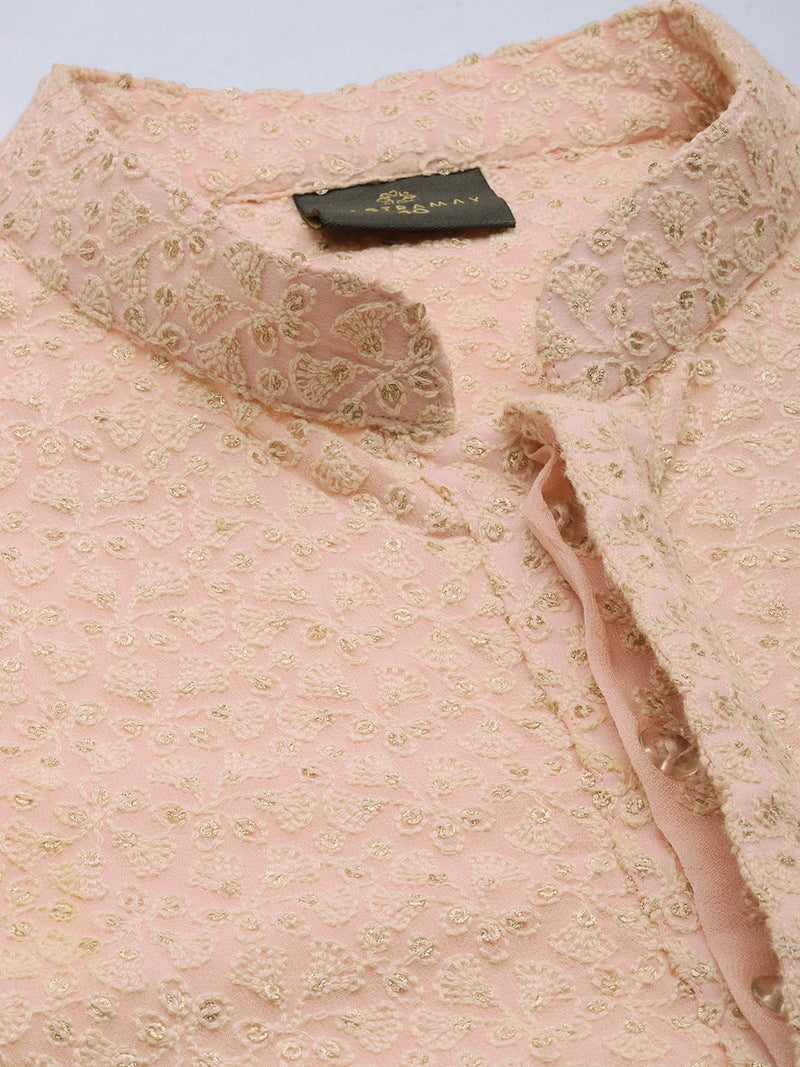 Men's Pink Ethnic Chikankari Kurta
