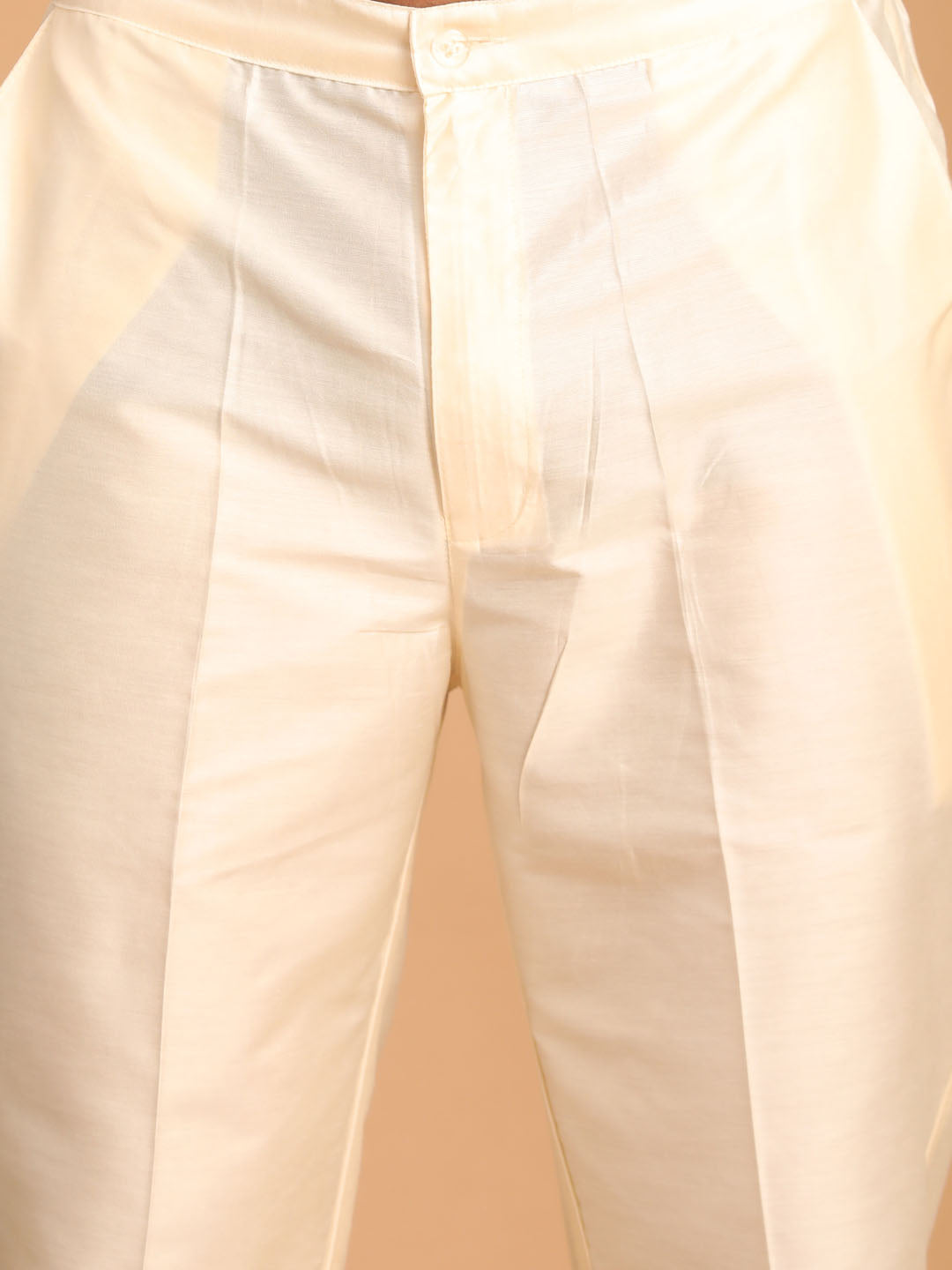 Men's Grey Jaccard Sherwani With Cream Kurta Pant Set