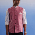 Men's Pink Jacquard Nehru Jacket