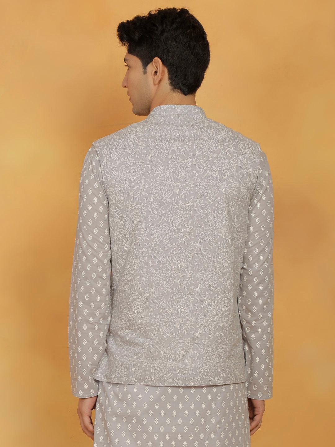 Men's Gray Cotton Nehru Jacket
