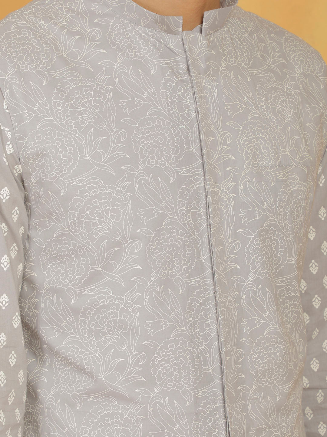 Men's Gray Cotton Nehru Jacket