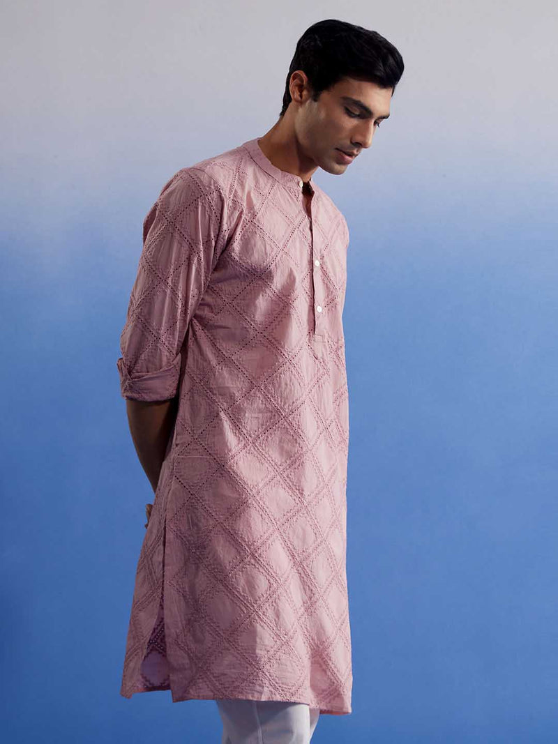 Men's Pink Hakooba Cotton Kurta