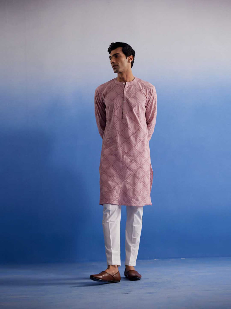 Men's Pink Hakooba Cotton Kurta