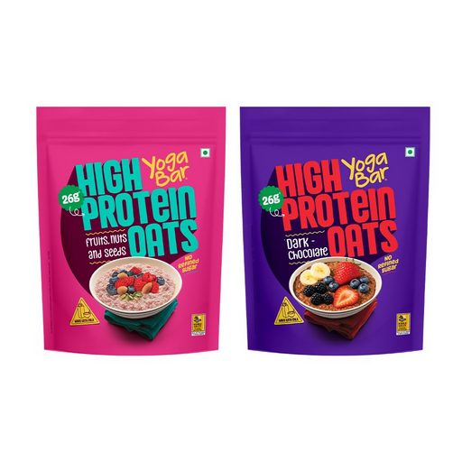 Yoga Bar 26g High Protein Oats Combo - Dark Chocolate, Fruits Nuts and Seeds