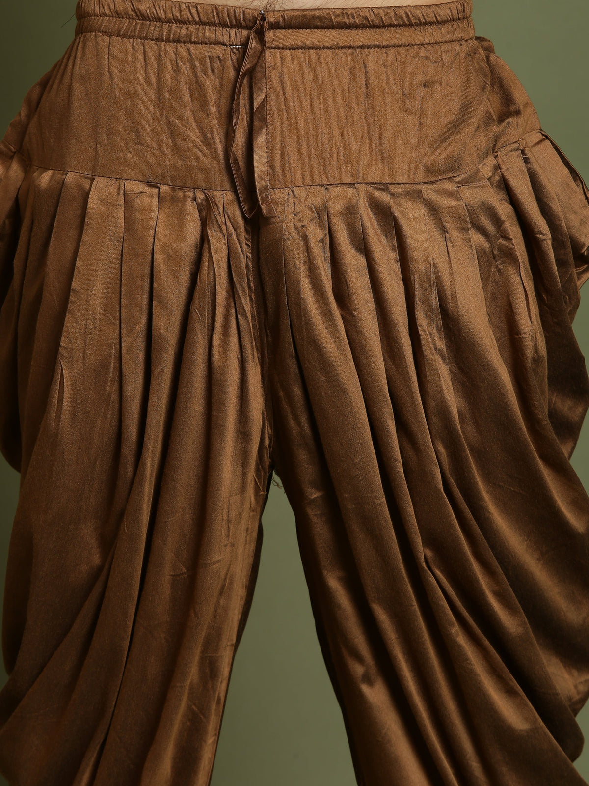 Boy's Beige And Coffee Jacquard Sherwani Set