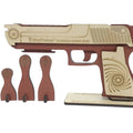 Kraftsman Kraftsman Semi-Automatic Wooden Rubber Band Shooting Gun Toys for Kids & Adults with Target | 5 Rapid Fire Shots (Dark Brown)