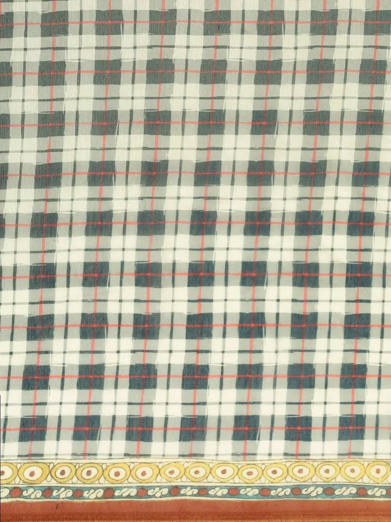 Beautiful Digital Print Kalamakri Design Soft Linen Saree