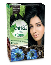 Vatika Henna hair color box with a woman's face on a white background