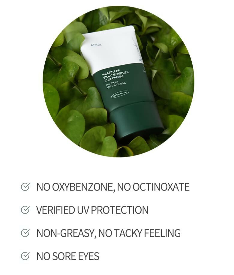 Anua Hearleaf Silky Moisture Suncream - Korean Skincare