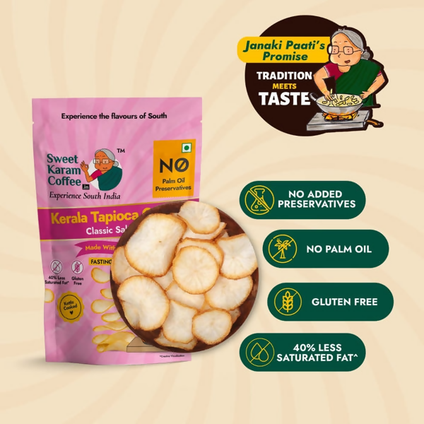 Sweet Karam Coffee Kerala Tapioca Chips - Rock Salt (Fasting Special)