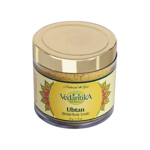 Vedantika Ubtan Bridal Body Scrub jar on a white background