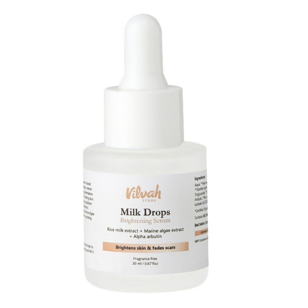 Kilvah Milk Drops Brightening Serum bottle on a white background