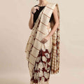 Linen Kalamkari Printed Chanderi Saree