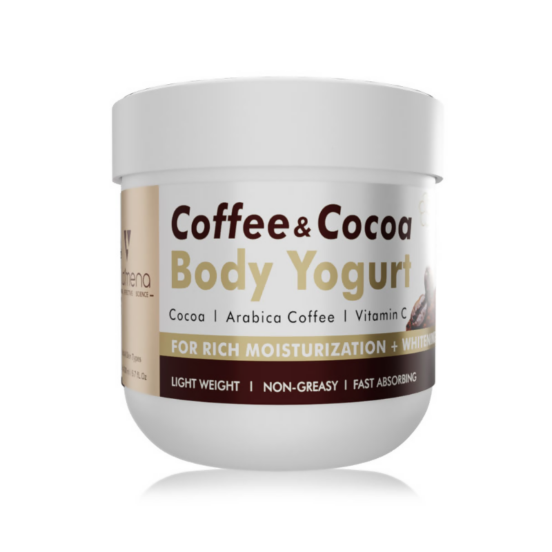 Jar of Coffee & Cocoa Body Yogurt on a white background