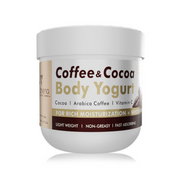 Jar of Coffee & Cocoa Body Yogurt on a white background