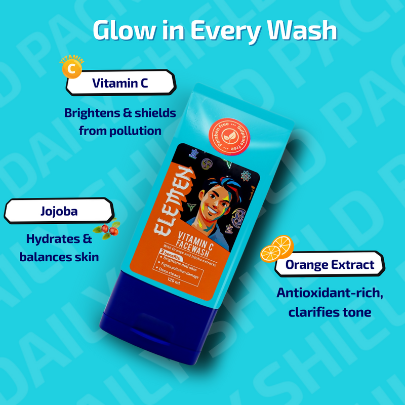 Elemen Daily Shield Pack: Facewash + Moisturiser + Sunscreen