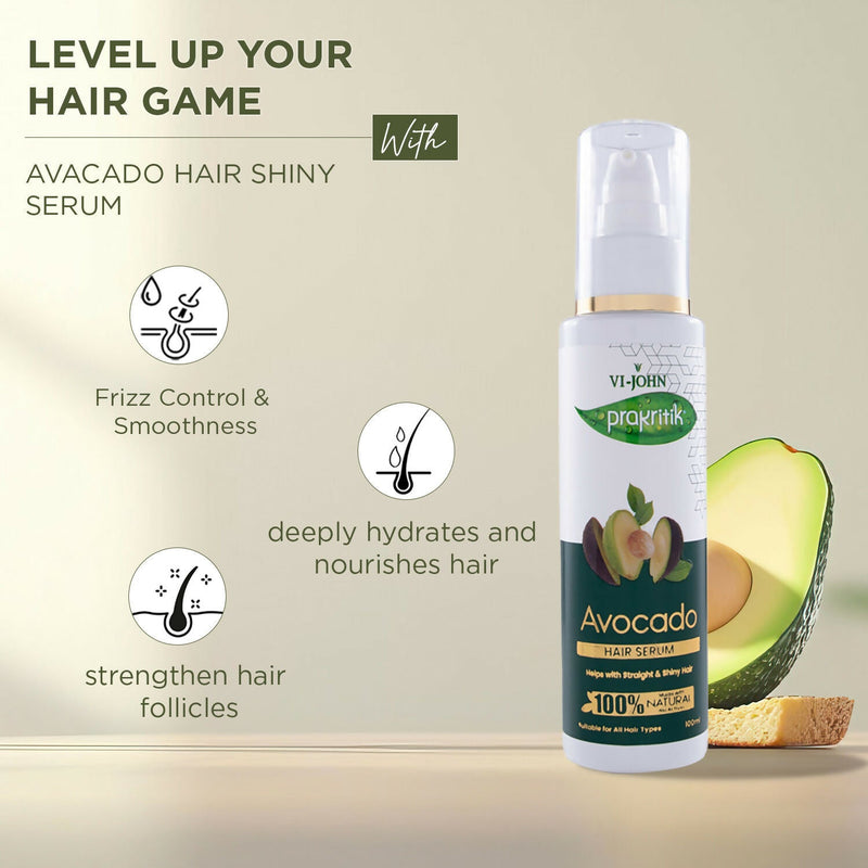 VI-JOHN Prakritik Avocado Hair serum Prevents dryness & Adds shine, 100% Natural Bio-Actives