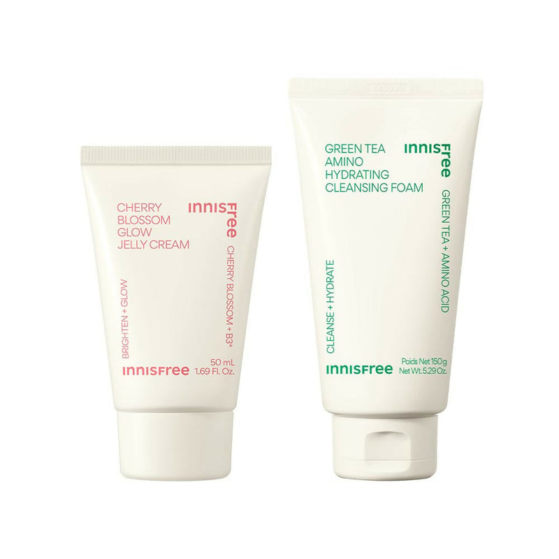 Innisfree Jeju Cherry Blossom Jelly Cream & Green Tea Hydrating Amino Acid Foam Cleanser Combo