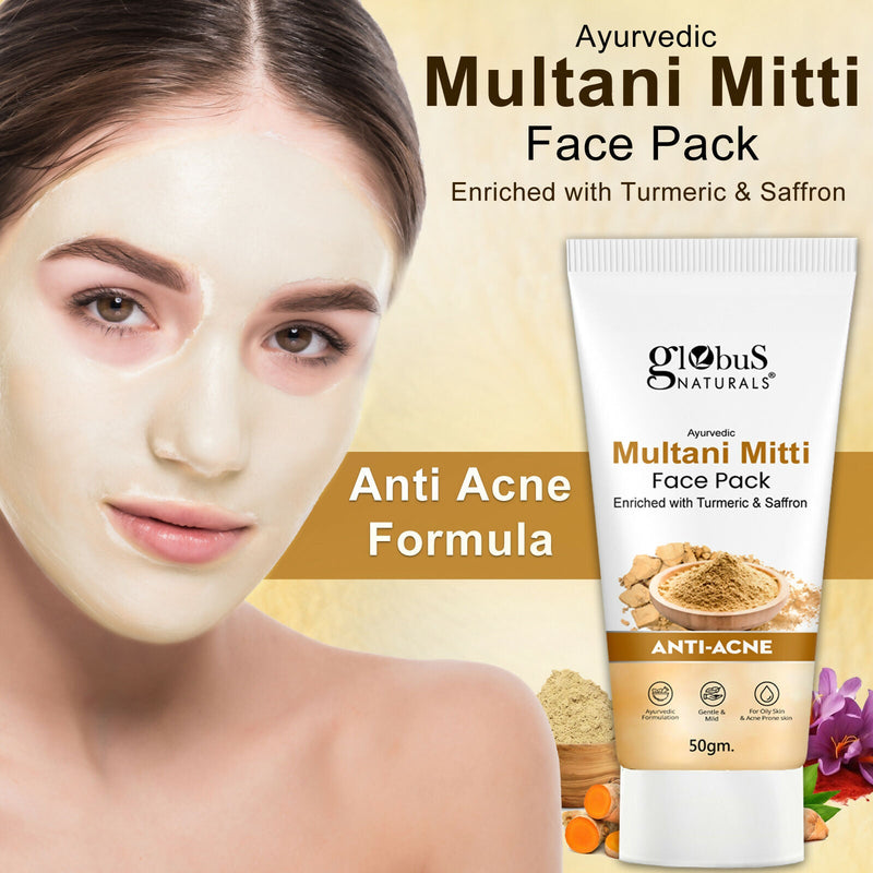 Globus Naturals Anti Acne Multani Mitti Face Pack, For Oily & Acne Prone Skin