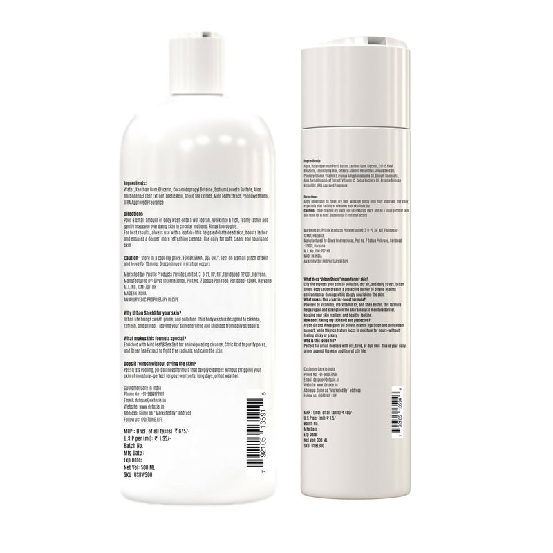 Detoxie Body Wash & Body Lotion Combo - Urban Shield