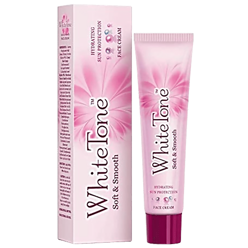 WhiteTone face cream packaging with pink tube and box on a white background