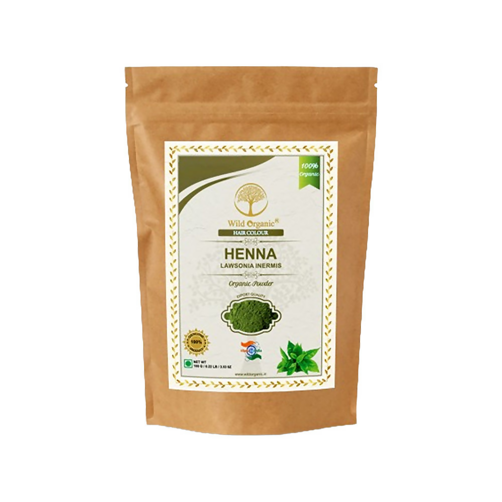 Brown package of Henna powder with a white label on a white background