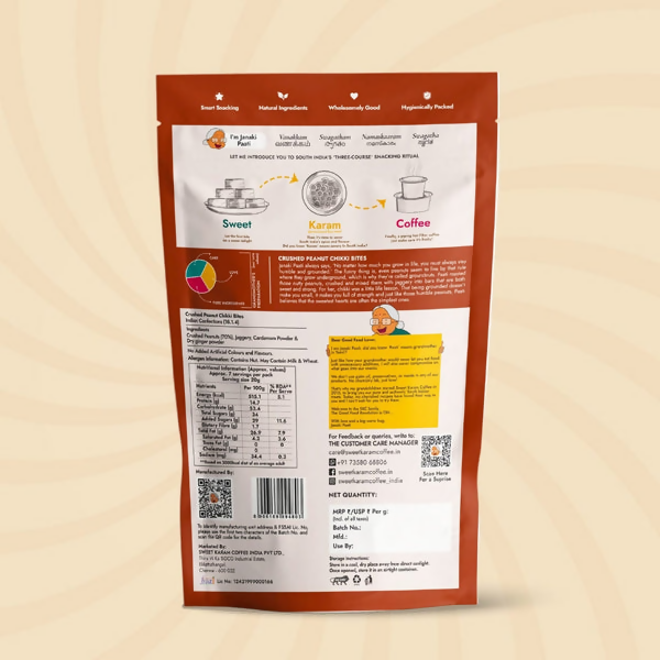 Sweet Karam Coffee Crushed Peanut Chikki Bites (Zero White Sugar)