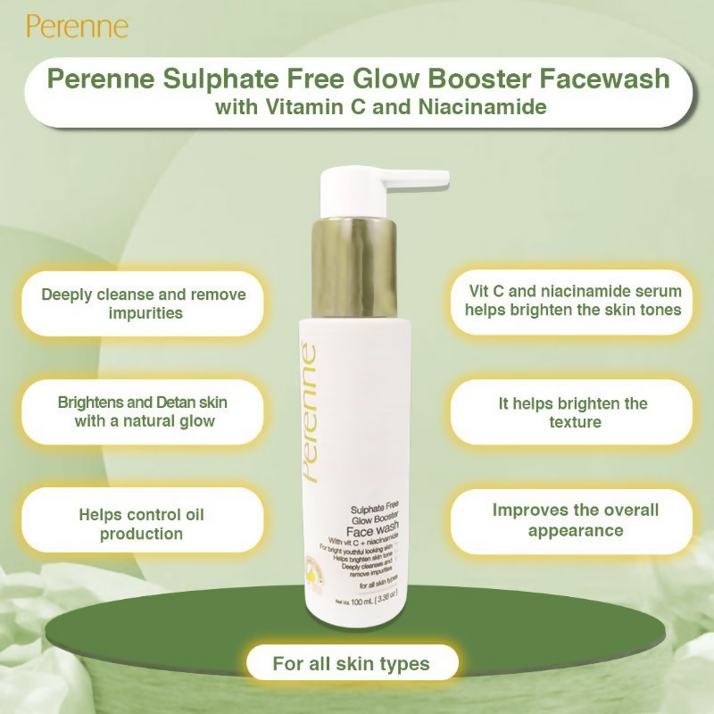 Perenne Sulphate Free Glow Booster Facewash With Vitamin C And Niacinamide