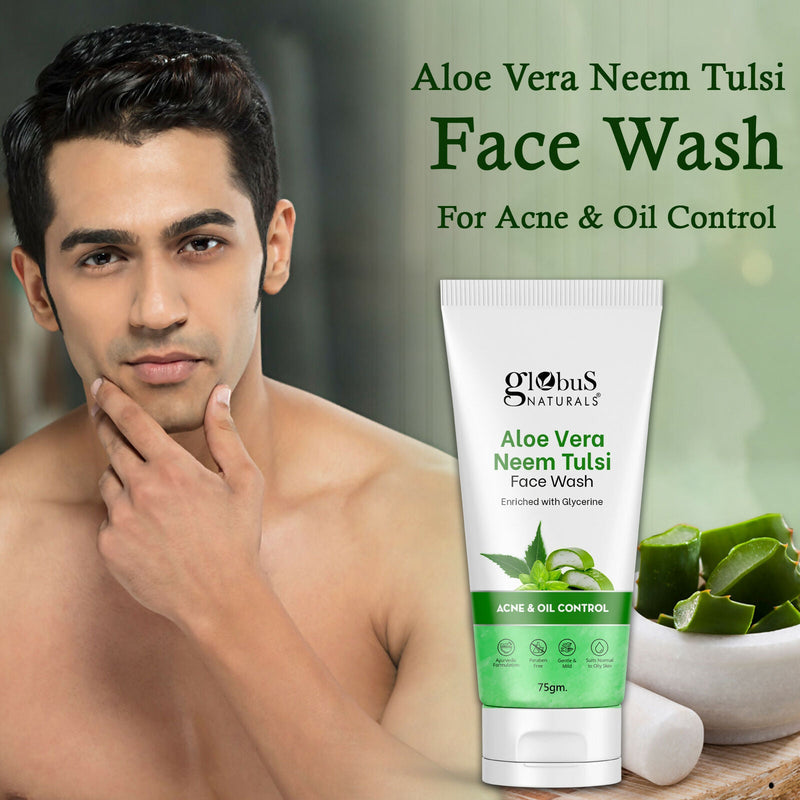 Globus Naturals Aloe vera Neem Tulsi Enriched With Glycerin & Oil Control Formula