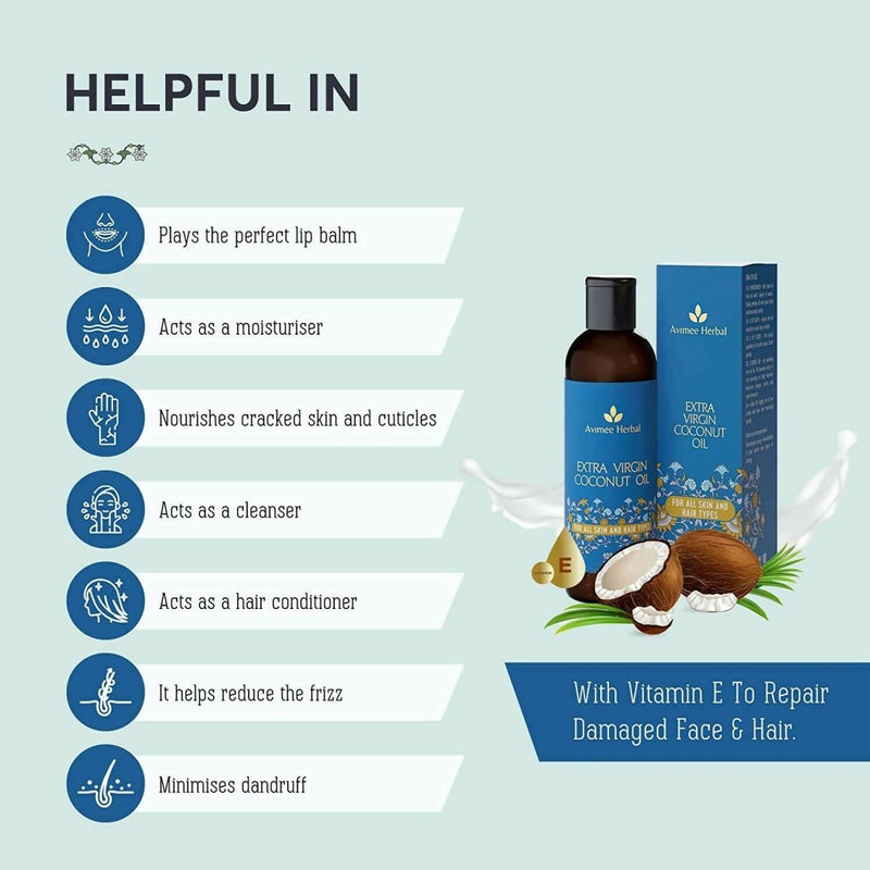 Avimee Herbal Extra Virgin Coconut Oil For Winters, Moisturizes Skin & Hair - Limited Time Offer