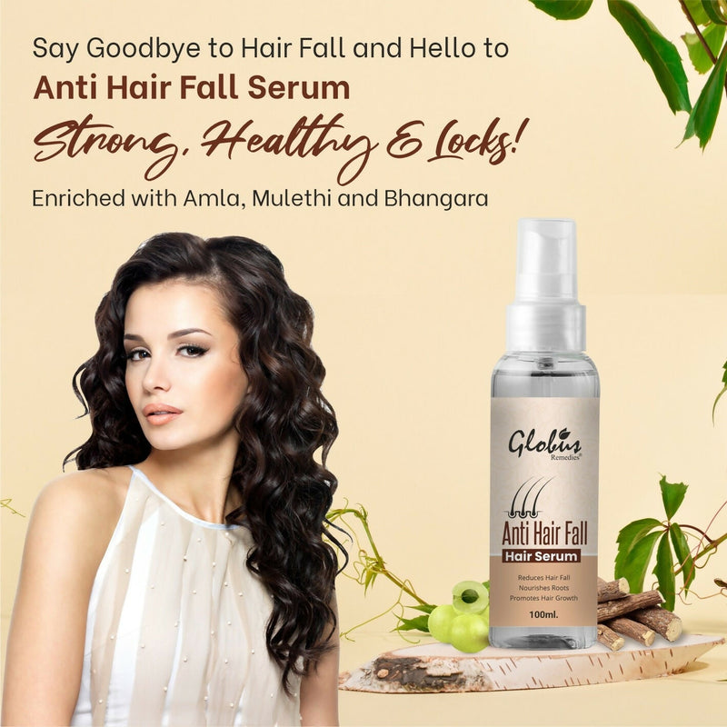 Globus Remedies Anti-Hair Fall Hair Serum, For Frizzy Hair, Smoothens Rough Ends, Adds Instant Shine