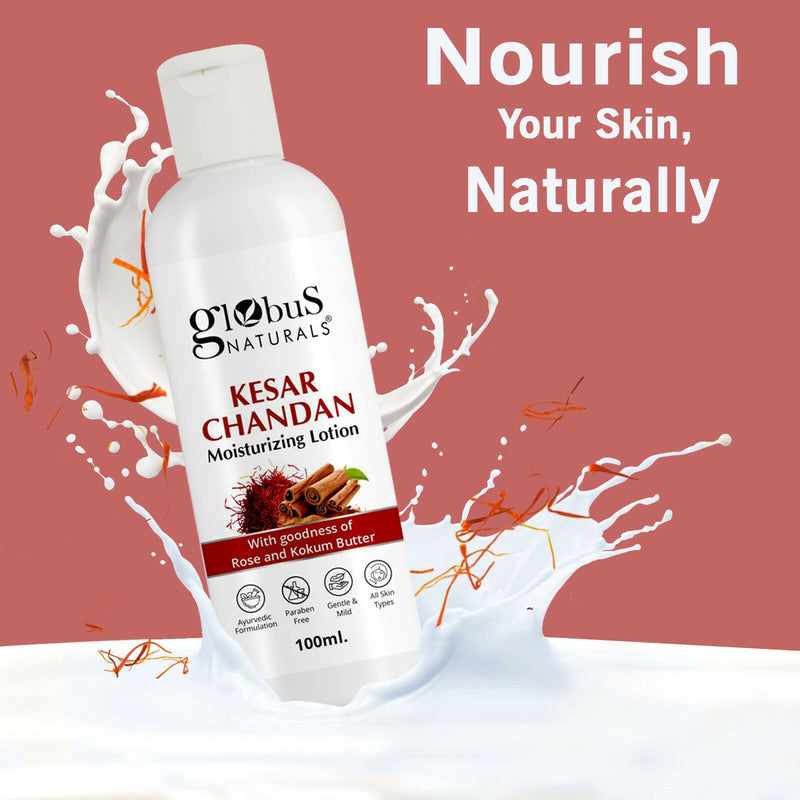 Globus Naturals Kesar Chandan Moisturizing Body Lotion For Silky Soft, Smooth, Radiant Skin, All Skin Types