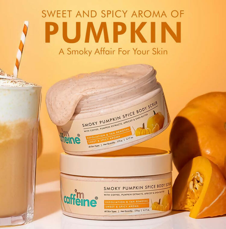 mCaffeine Smoky Pumpkin Spice Body Scrub, Exfoliates, Removes Tan, Sweet & Spicy Aroma