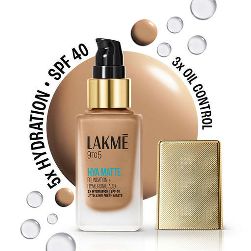 Lakme 9 To 5 Hya Matte Foundation + Hyaluronic Acid - Neutral Almond